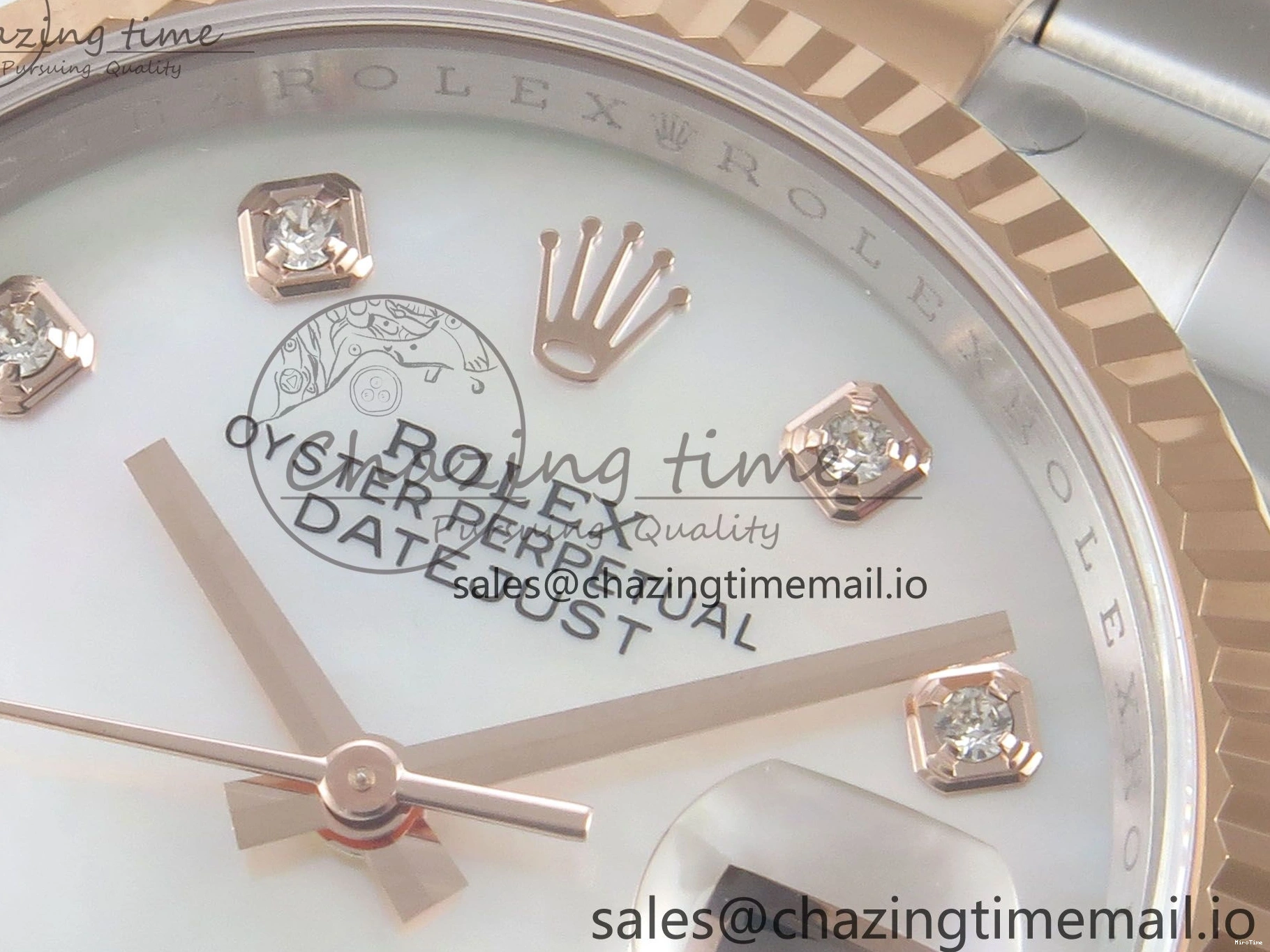 MiroTime 0426 FastDry DateJust 36 SS RG ARF 1:1 Best Edition 904L Steel White MOP Diamonds Dial on Oyster Bracelet SH 57
